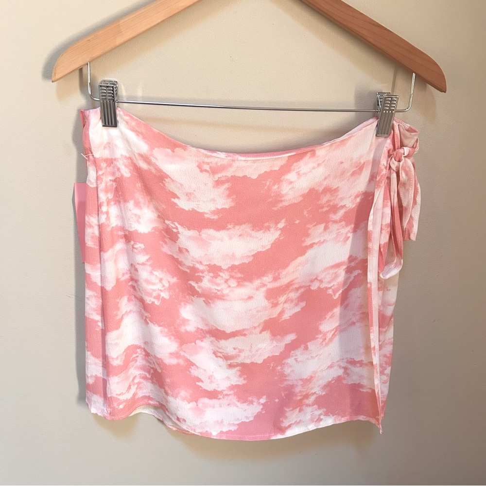 New~Dolls Kill ~Sugar Thrillz ~ Pink Clouds Faux Wrap Tie Mini Skirt in Large
